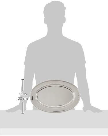Winco 16" x 10 1/4" Oval Stainless Steel Platter | Restaurant service, Desserts - Image 2