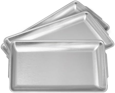3Pcs 304 Stainless Steel Food Serving Tray, 12.6" Rectangular Serving Platters by Aynaxcol