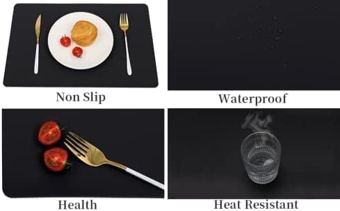 Vinjiasin Placemats Set of 8 Black Leather Place Mats - Image 7