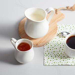 Gurygo 16 Oz Classic White Ceramic Small Creamer Pitcher - Image 4