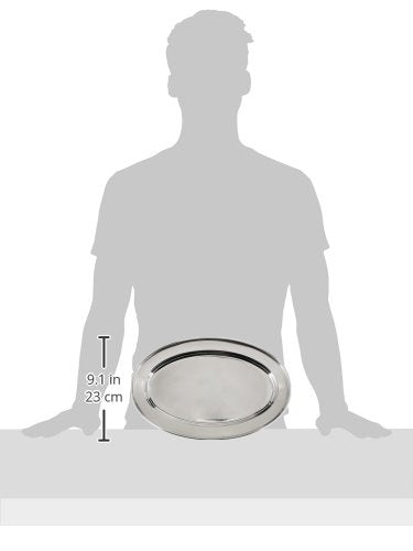Winco 14" x 8 3/4" Oval Stainless Steel Platter | Corrosion-resistant surface - Image 3