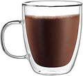 CNGLASS Large Double Wall Glass Coffee Mug 17 oz, Insulated Glass Coffee Cups by CNGLASS