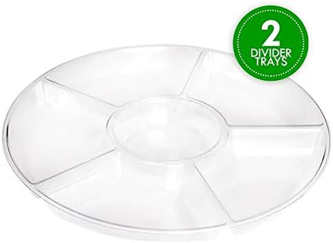 Plasticpro 6 Sectional Round Plastic Serving Tray/Platters Clear Pack of 2 - Image 6