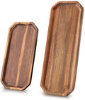 Set of 2 Solid Acacia Wood Serving Trays 16" and 12" Rectangular Wooden Serving by BFBILLFSINCE1983
