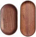 2 Pack Solid Wood Serving Platters and Trays of Natural Wood by Linwnil