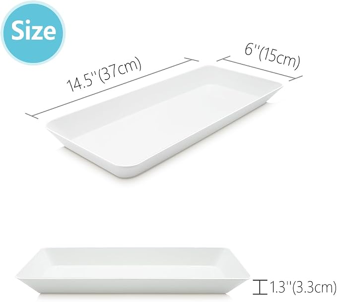 Serving Tray Platter Rectangle, Plastic White Food Trays - Image 2