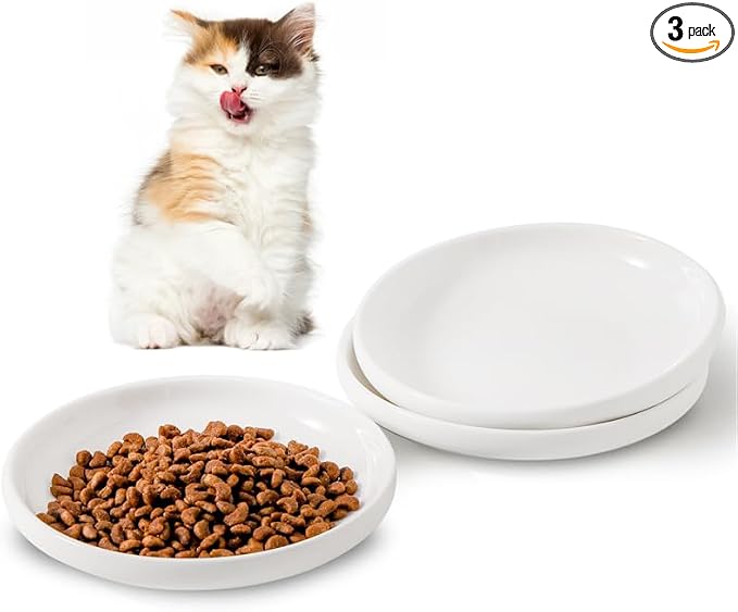 3 PCS Ceramic Cat Bowls, 5.5 in Pet Bowl Cat Dishes by Howise