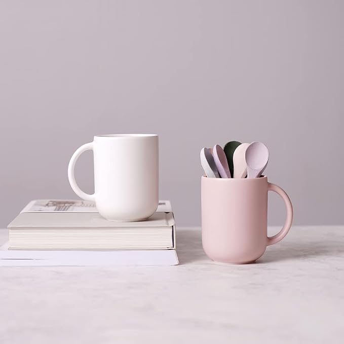 12 oz Ceramic Coffee Mugs, Minimal Modern Design, Comfort-Grip Handles - Image 5