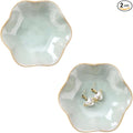JAMEND CLXP 2PCS Lotus Leaf Shape Ring Holder Dish, Small Key Bowl, Ceramic by JAMEND+CLXP