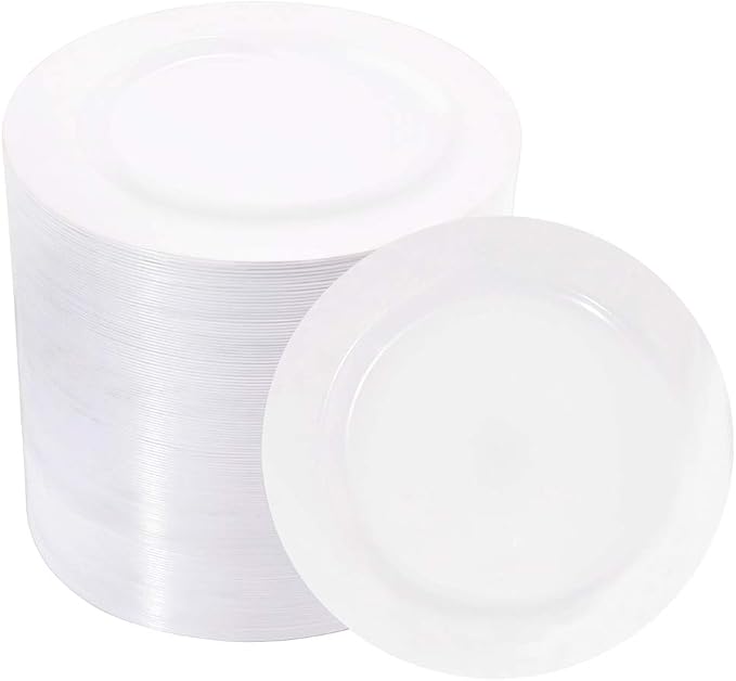 bUCLA 100Pieces White Plastic Plates by BUCLA