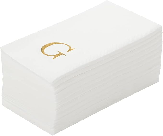 Luxenap 15.8 X 7.9 Inch Linen-Feel Guest Towels, 50 Lettered Hand Towels by Restaurantware