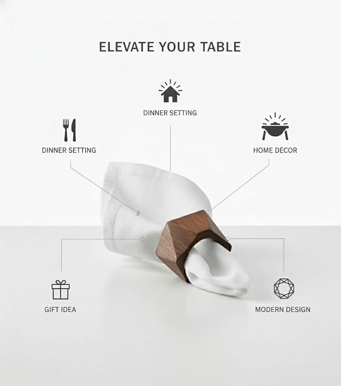 Napkin Rings, Wood Napkin Rings Napkin Holders Buckles - Image 3