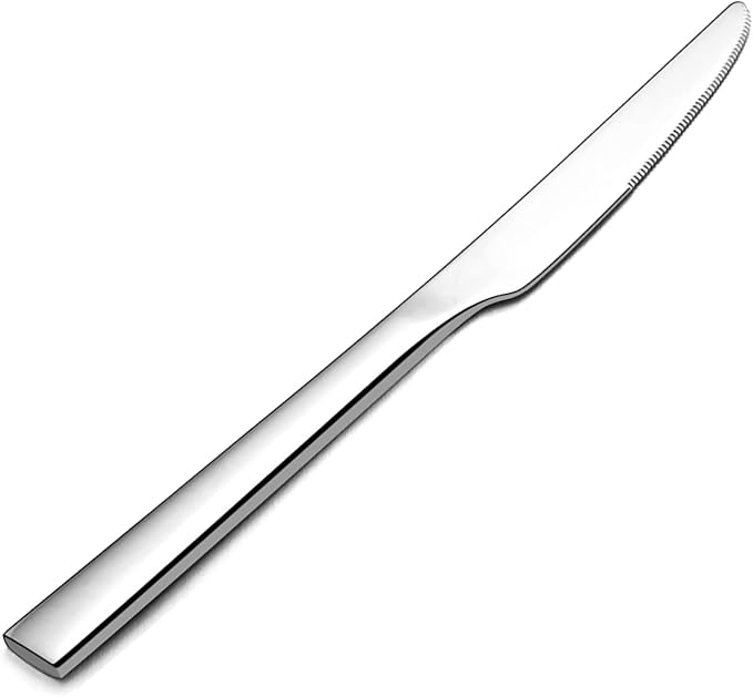E-far Dinner Knives Set of 6, 8.9 Inch Stainless Steel Serrated Steak Butter by E-far