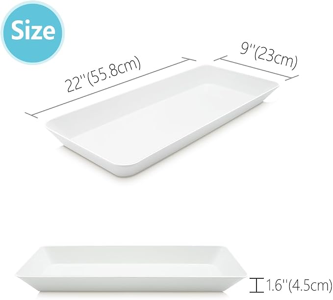 Serving Tray Platter Rectangle, Plastic White Food Trays - Image 2
