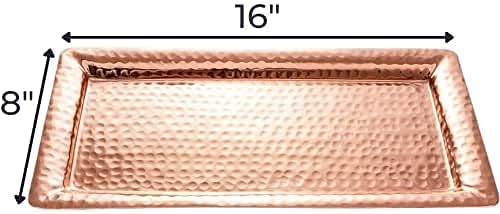 Monarch Abode Decorative Tray – 16-Inch Hand Hammered Copper Plated Metal - Image 2
