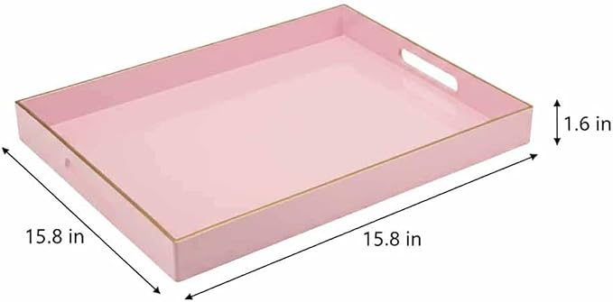 15.8x11.8 Pink Plastic Serving Tray - Image 3