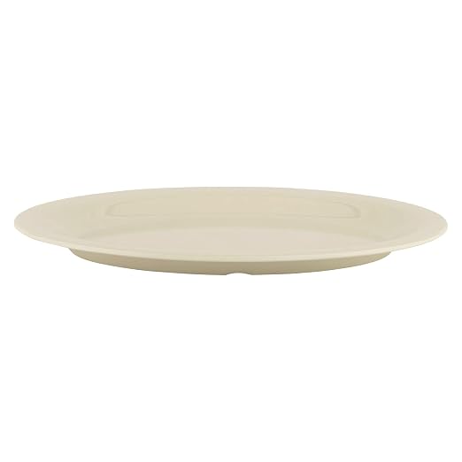 GET 12" x 9" Ivory Oval Diamond Melamine Dinner Plate | Dishwasher safe - Image 3