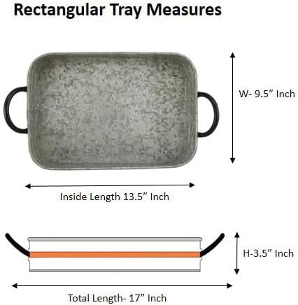 Galvanized Metal Serving Trays Iron Black Handles, Farmhouse Tray - Image 4