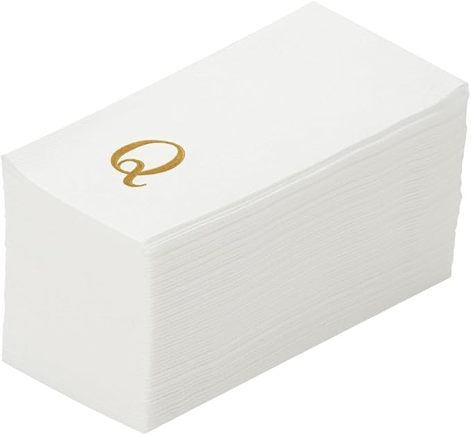 Restaurantware Paper Napkins Pack of 2000 Gold Letter Q Linen-Feel Disposable by Restaurantware