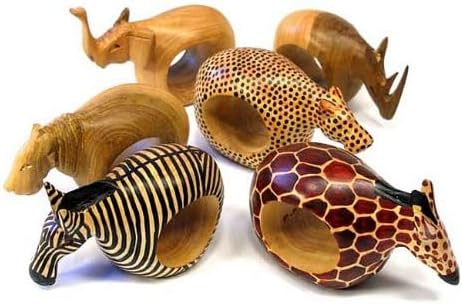 Mahogany Wood Animal Napkin Rings Set of Six - Image 3