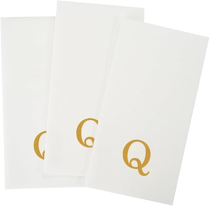 Restaurantware Paper Napkins Pack of 2000 Gold Letter Q Linen-Feel Disposable - Image 11