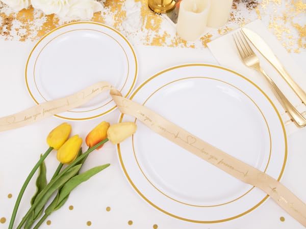GATHER 176PCS White and Gold Plastic Plates - Image 8