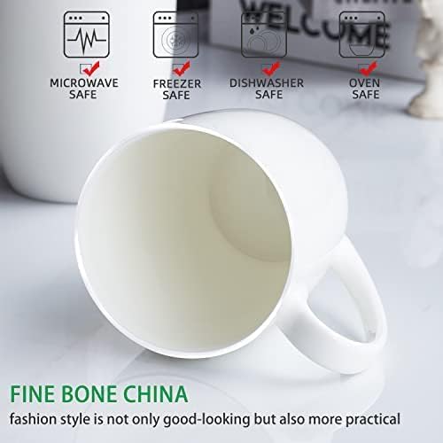 Chulan White Over 45% Bone Content Fine Bone China Coffee Mugs 10 oz, - Image 2