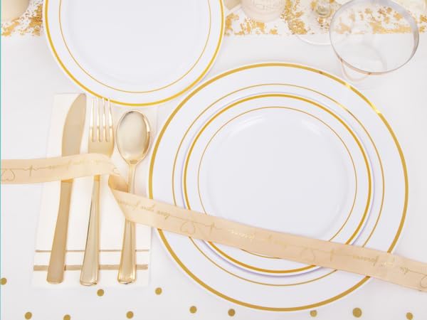GATHER 176PCS White and Gold Plastic Plates - Image 7
