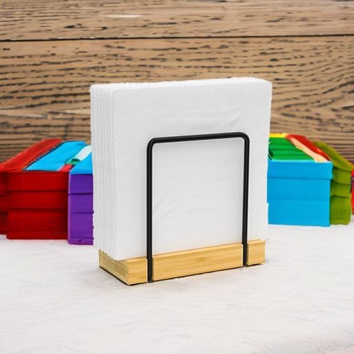 Wican Napkin Holder for Table, Bamboo Iron Standing Napkin Dispenser | Kitchen - Image 5