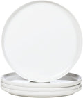 White Dinner Plates Set of 4, Ceramic Dining Plates 10.5 inch, Large Salad Plate by WishDeco