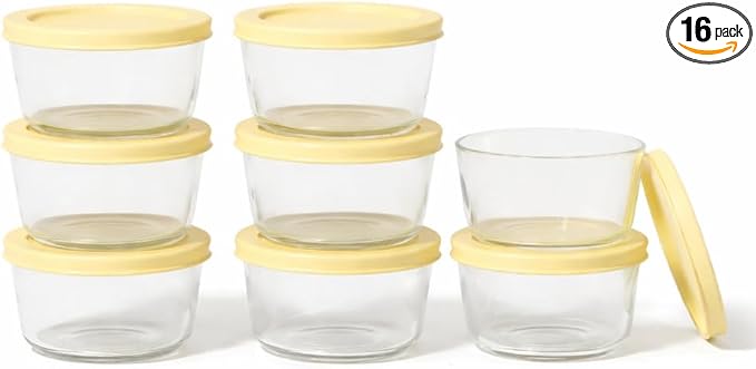 16-Piece Glass Food Storage Containers Set | 1-Cup, Leakproof | Microwave by DuraLiving