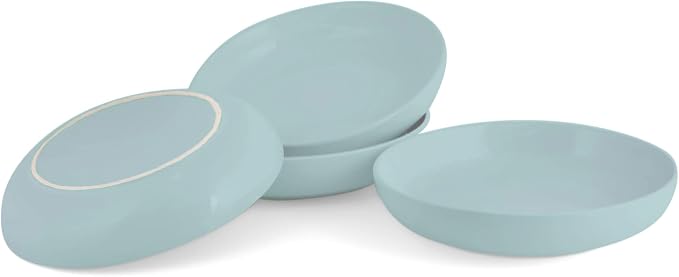 Elanze Designs Bistro Glossy Ceramic 8.5 inch Shallow Pasta Dinner Bowls Set of - Image 5