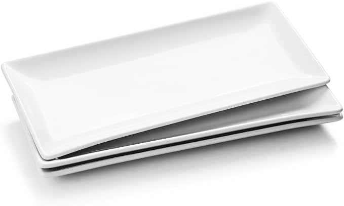 Serving Platters Set of 3, Large Serving Trays 14 inch, Ceramic Rectangle Plate by WishDeco