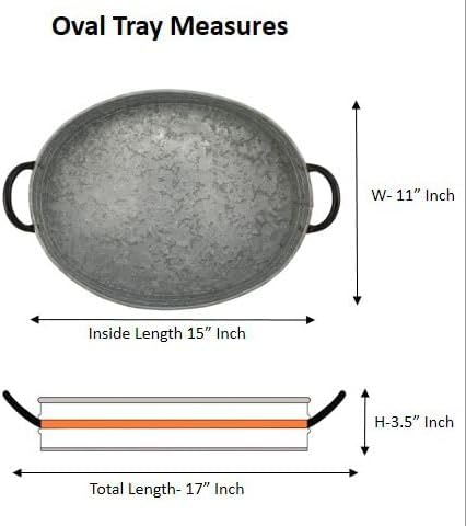 Galvanized Metal Serving Trays Iron Black Handles, Farmhouse Tray - Image 4