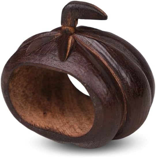 Lightnpro 6 Pack Wooden Pumpkin Design Napkin Rings by Lightnpro
