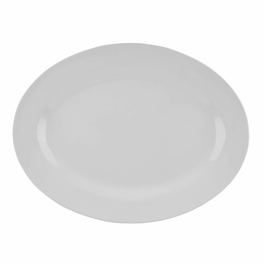 G.E.T. OP-618-W White 18" x 13.5" Oval Platter, Break Resistant Dishwasher Safe - Image 2