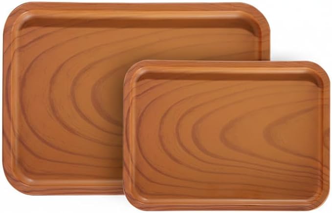 Wood Grain Serving Tray Set of 2 by Unknown