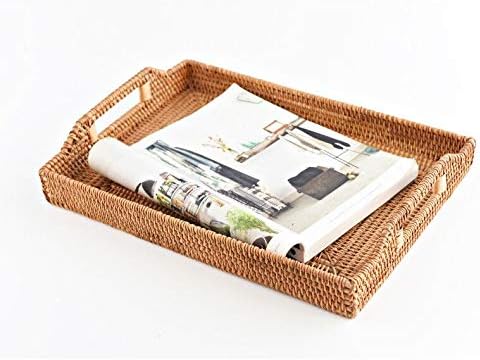 Hand-Woven Rattan Rectangular Serving Tray - Image 8