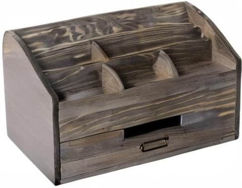 canwedance Distressed Rustic Wooden Office Desk Organizer 5 Compartment - Image 7