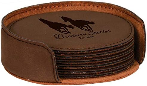 Custom Engraved Coasters | Personalized Leather Coaster | Set of 6 | Drink by AMERICAN+PERSONALIZED