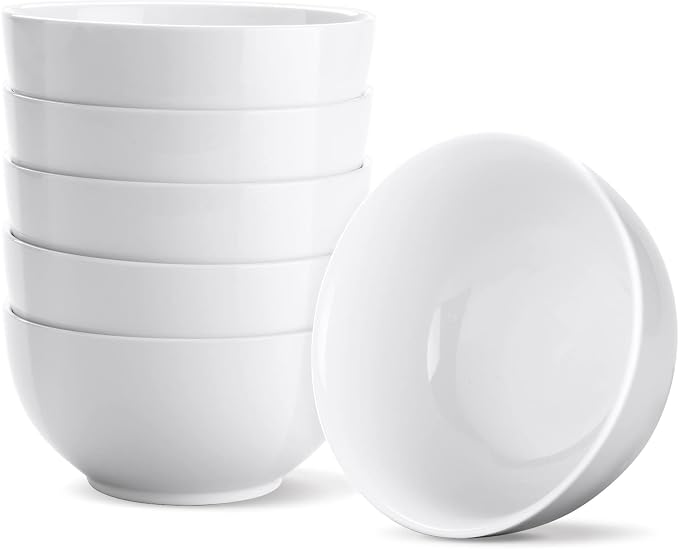 17 OZ White Ceramic Soup Bowls of 6, Cereal Bowls by Yedio