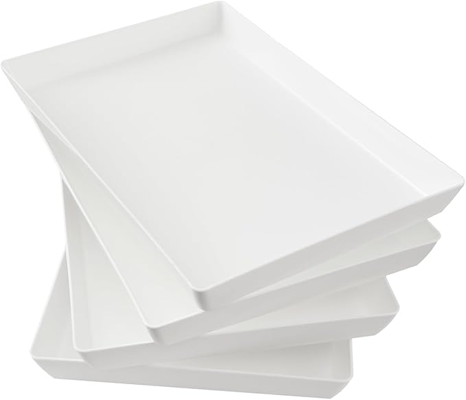 US Acrylic White Plastic Serving Trays 15” x 10” | Large Unbreakable Reusable by USAcrylic