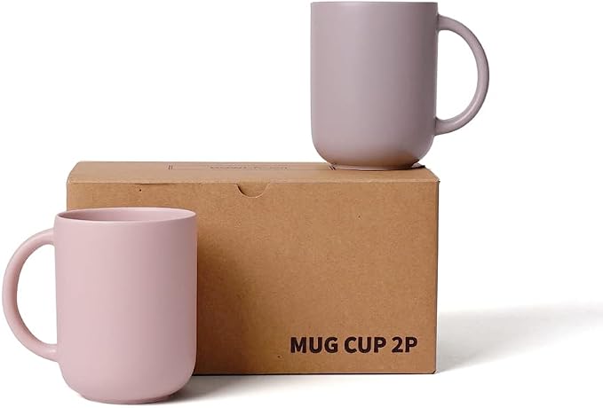 12 oz Ceramic Coffee Mug, Matte Pink White Gray Coffee Mug - Image 7