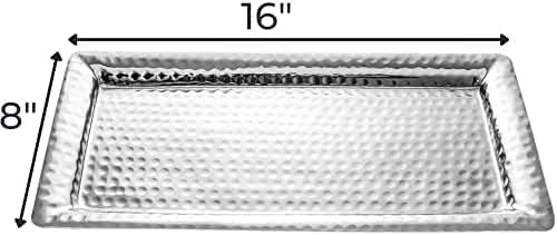 Monarch Abode Decorative Tray – 16-Inch Hand Hammered Nickel Finish Metal - Image 2