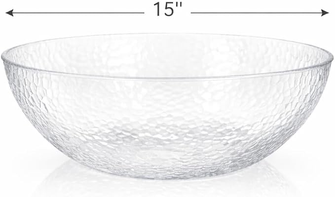 Lillian Collection Stunning Clear Plastic Round Hammered Bowl - Image 6