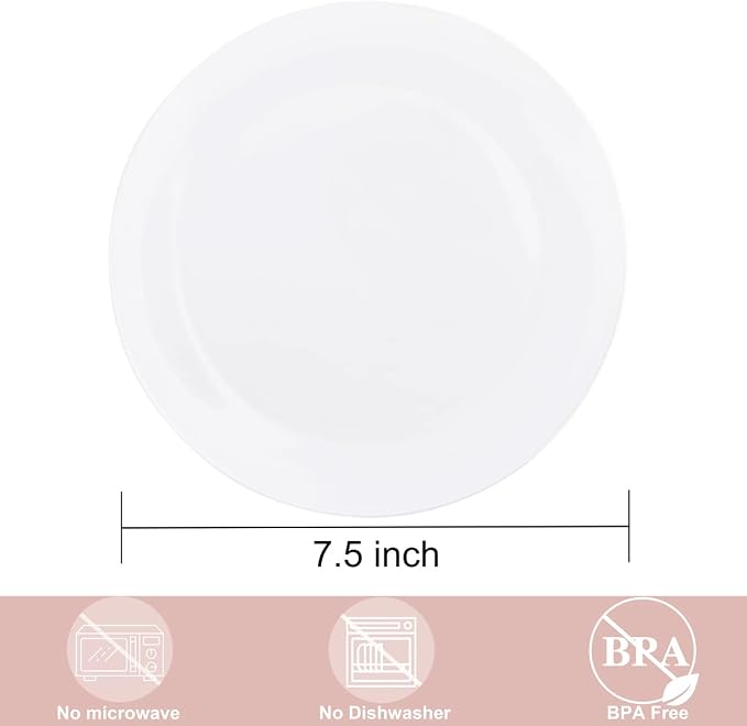 100pcs White Plastic Plates for Party - Image 7