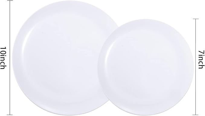 PULOTE 200 Pieces White Plastic Plates Disposable - Image 2