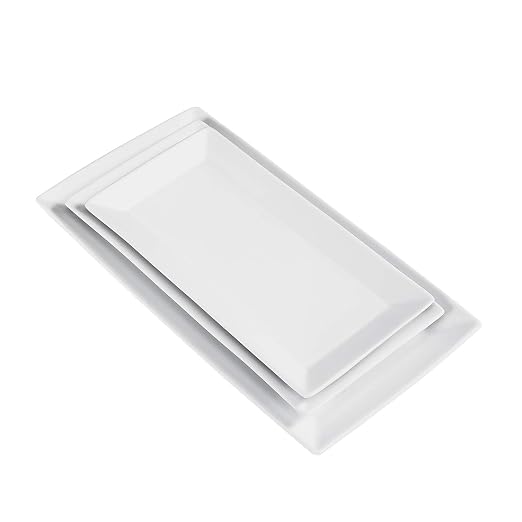 Amazon Basics 3-Piece Porcelain Serving Platters, Oven Safe, by AmazonBasics