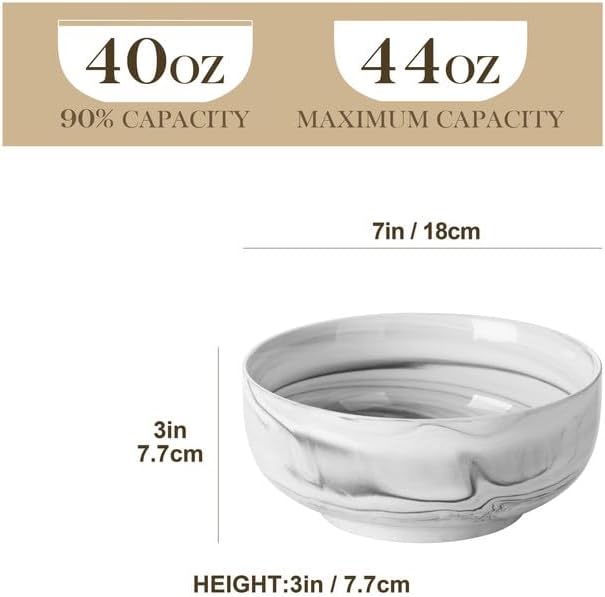 MALACASA Salad Soup Bowls Set of 2, 44 OZ Ceramic Bowls - Image 2