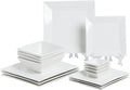 Off-White Porcelain Dinnerware Set, Square Dishes Set by Porlien